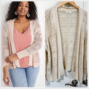 Maurices off white Open-Knit Cardigan size 2X